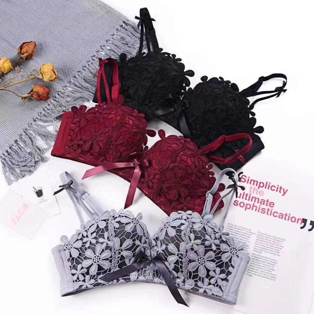 Lace embroidered brassiere bra