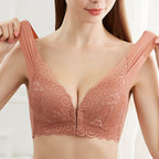 Comfortable Plus Size Backless Bra Lace Push Up Front Closure Bra