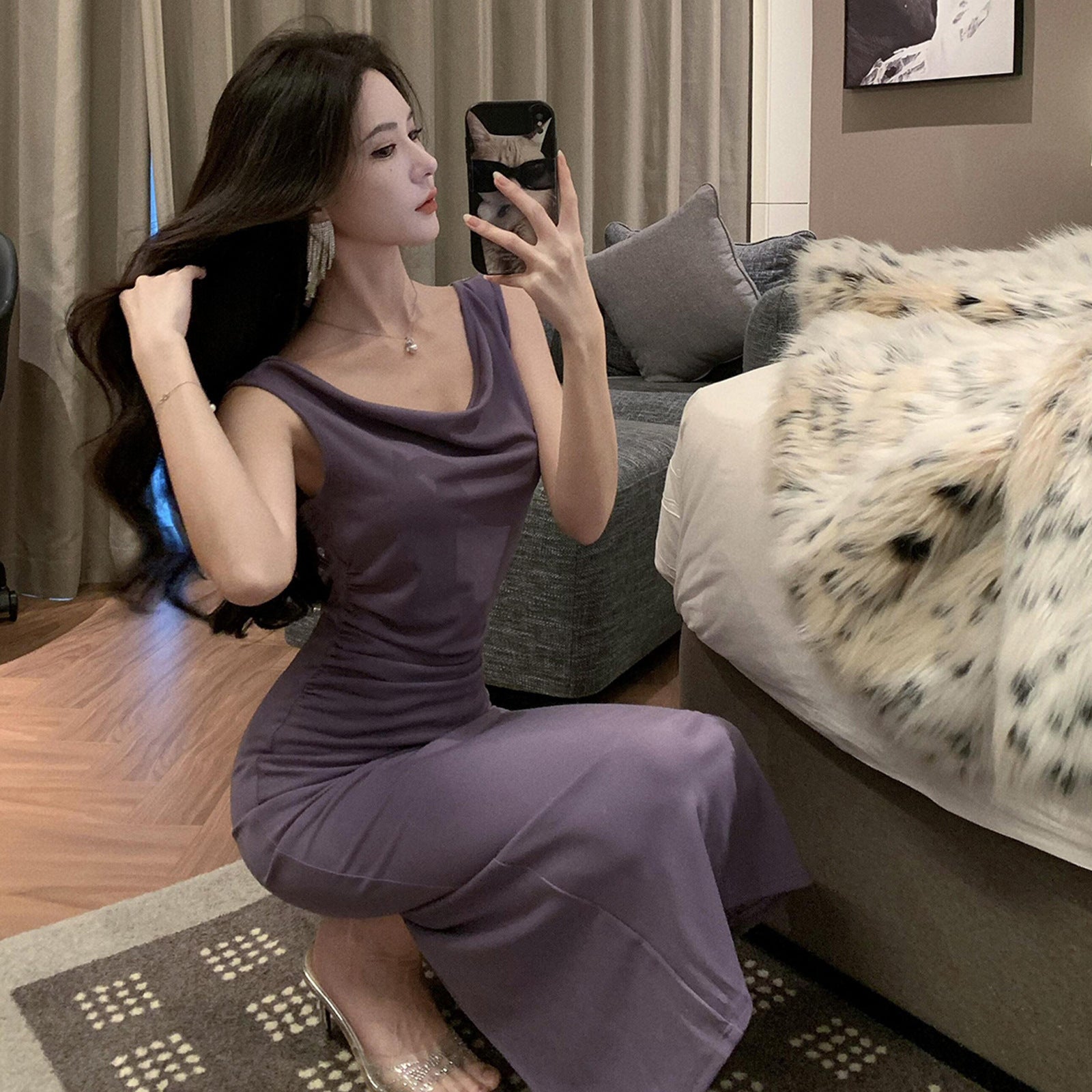 Crossbody Sleeveless Figure-flattering Dress Women