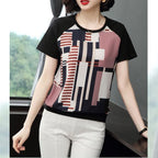 Middle-aged Mom Geometric Pattern Printed Top