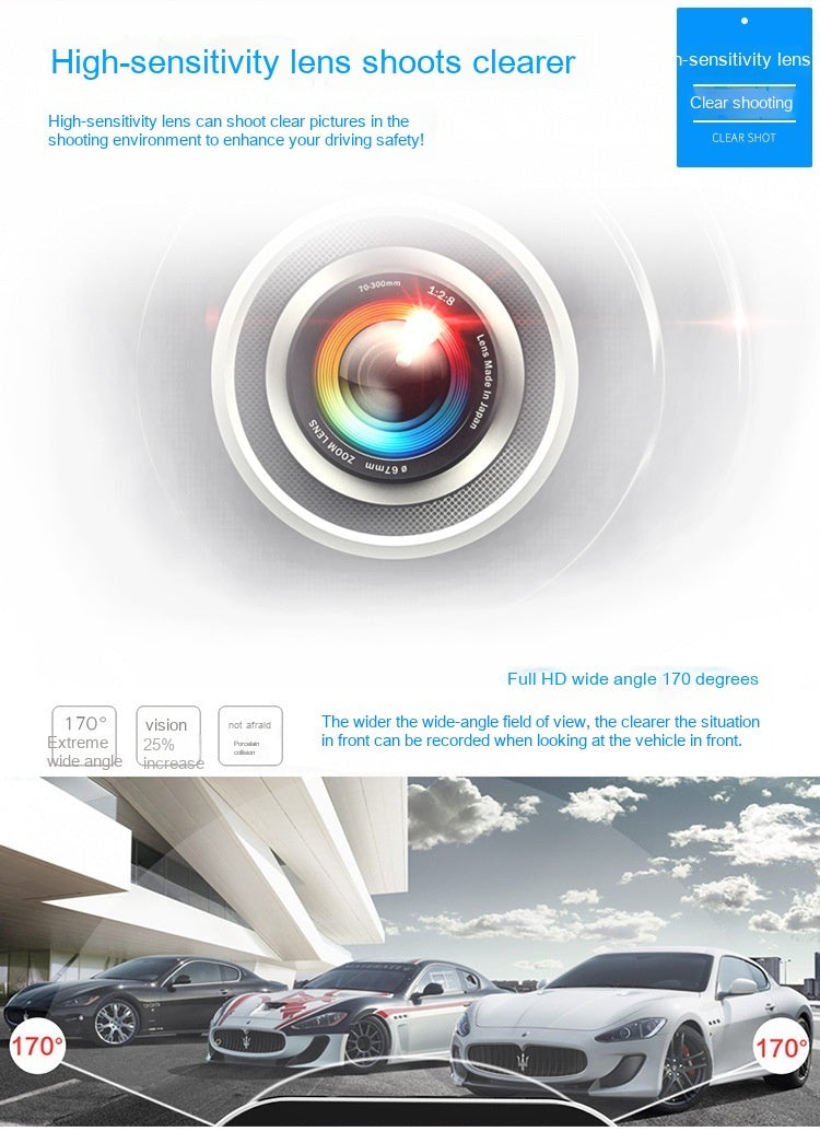 Driving Recorder HD Front And Rear Night Vision Double Recording Reversing Image