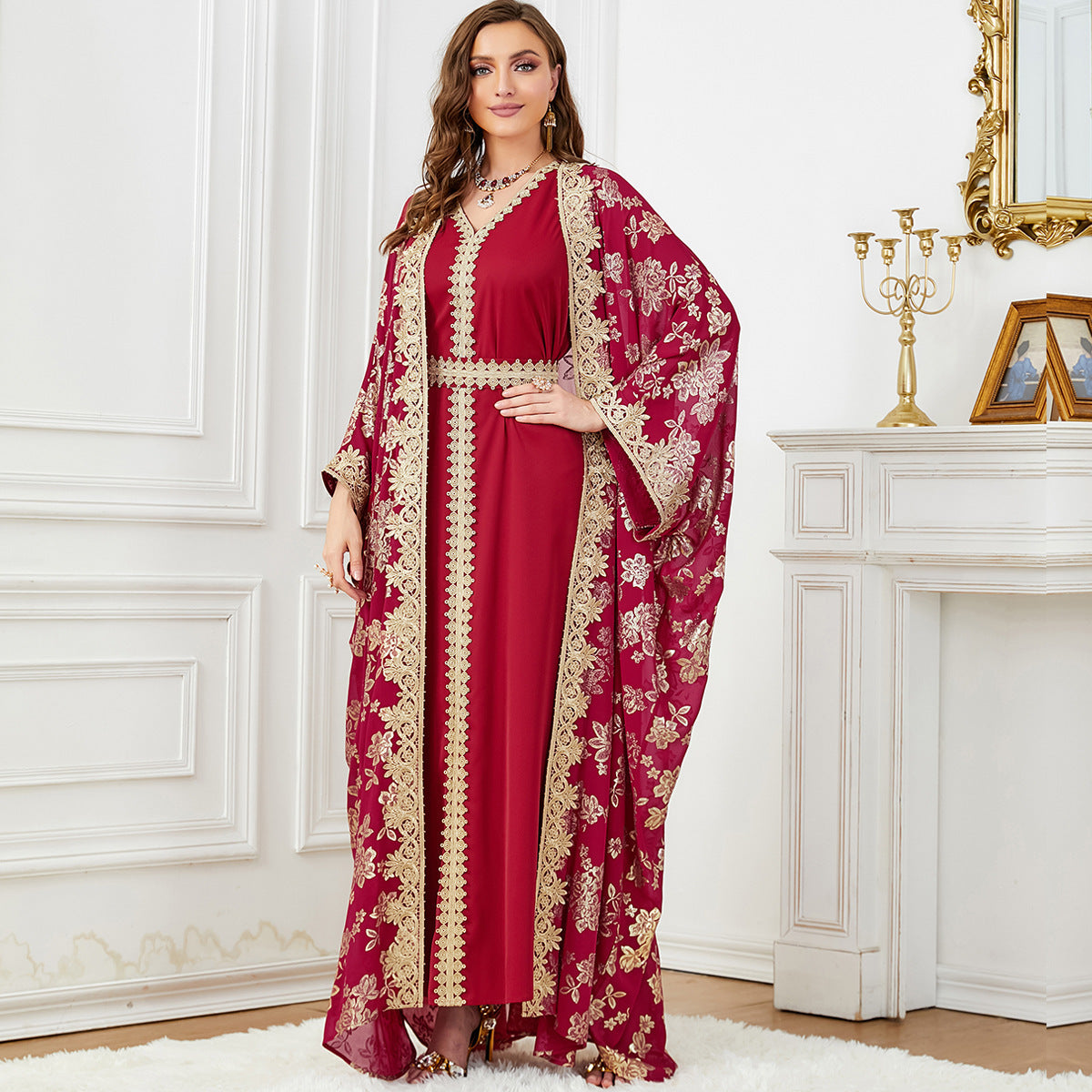 Cardigan Polyester Robe Dubai Dress