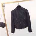PU Leather Motorcycle Short Slim Small Coat