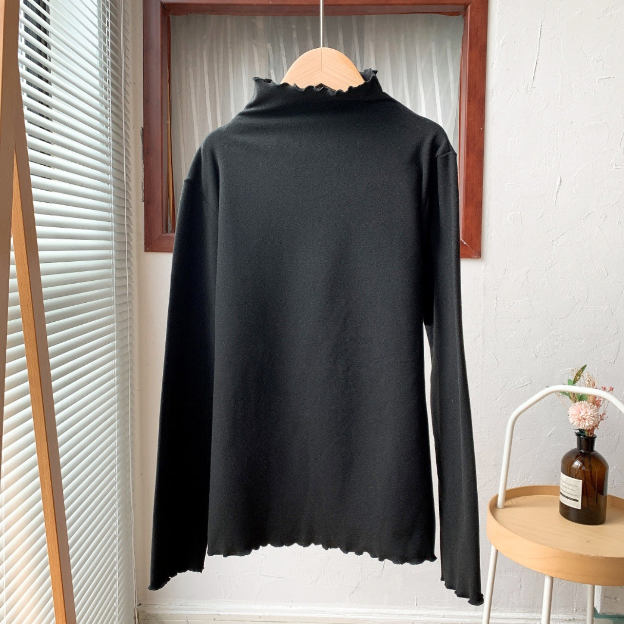 Half-high Collar Long Sleeves Solid Color Inner Wear Slim Fit Warm Dralon Top